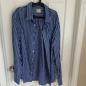 Old Navy Navy and White Striped Button-Down Shirt